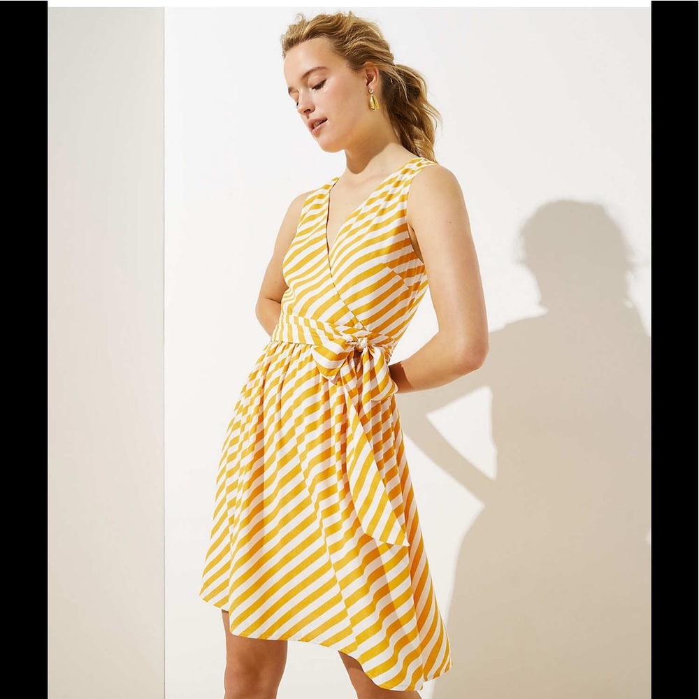 NWT LOFT Striped sleeveless wrap dress